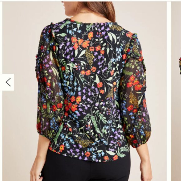 Anthropologie Maeve Jacquin Peasant Blouse Size Medium - Picture 2 of 12